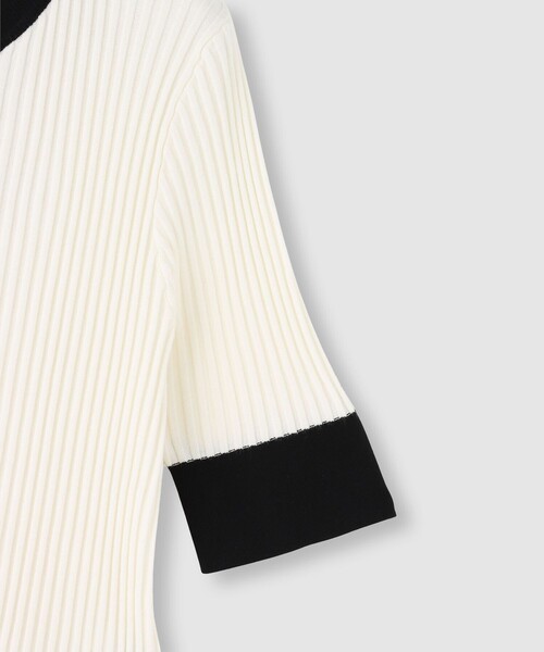 LOULOU WILLOUGHBY（ルルウィルビー）の「◇ 【LOULOU WILLOUGHBY】バイカラーキーネック5分袖カーディガン（カーディガン/ボレロ・レディース・レッド/ブラック/オフホワイト・2）」の6枚目の写真