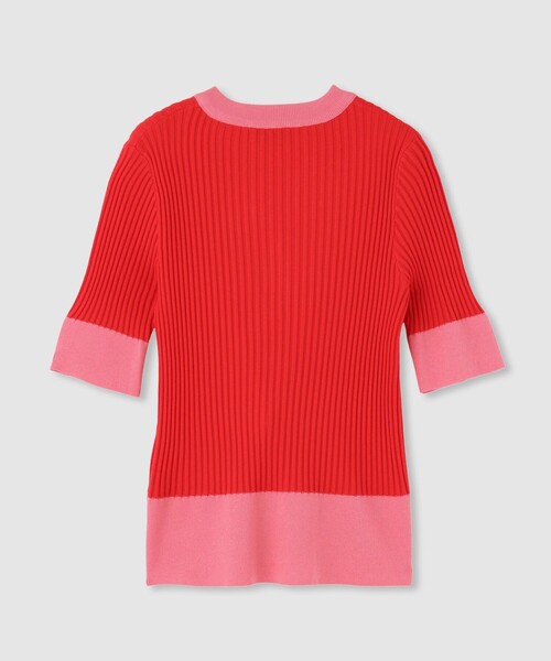 LOULOU WILLOUGHBY（ルルウィルビー）の「◇ 【LOULOU WILLOUGHBY】バイカラーキーネック5分袖カーディガン（カーディガン/ボレロ・レディース・レッド/ブラック/オフホワイト・2）」の10枚目の写真