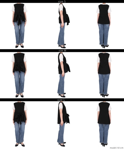 coca(coca)(コカ)の「前後2wayリボントップス セットアップ可能(Tシャツ/カットソー・レディース・ブラック/アイボリー・S/M/L)」の17枚目の写真