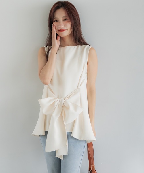 セール】前後2wayリボントップス セットアップ可能（Tシャツ