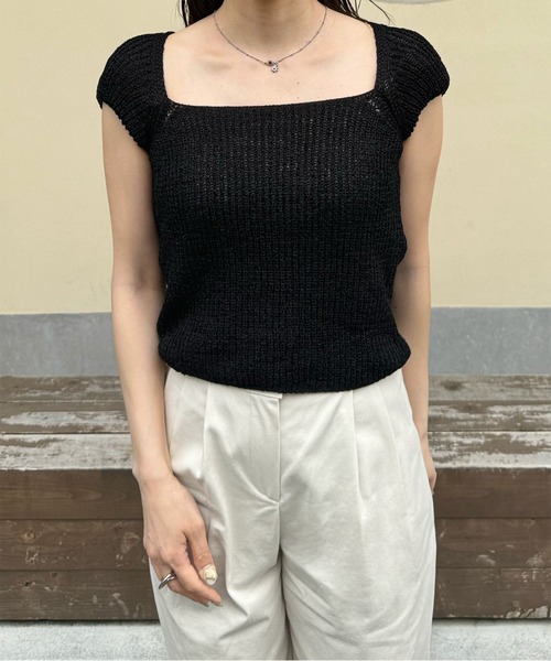 LE MORE(リモア)の「ワイドスクエアネックニット(ニット/セーター・レディース・アイボリー/ブラック/ベージュ・FREE)」の12枚目の写真