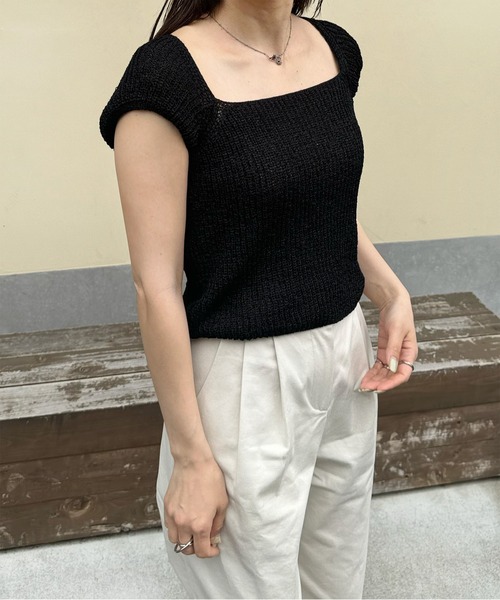 90s Yves Saint Laurent スクエアネック コットン ニット 90s Yves Saint Laurent スクエアネック コットン ニット - メルカリ