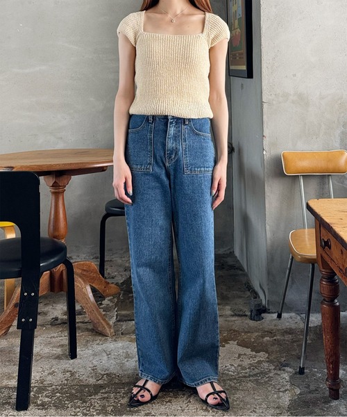 LE MORE(リモア)の「ワイドスクエアネックニット(ニット/セーター・レディース・アイボリー/ブラック/ベージュ・FREE)」の7枚目の写真