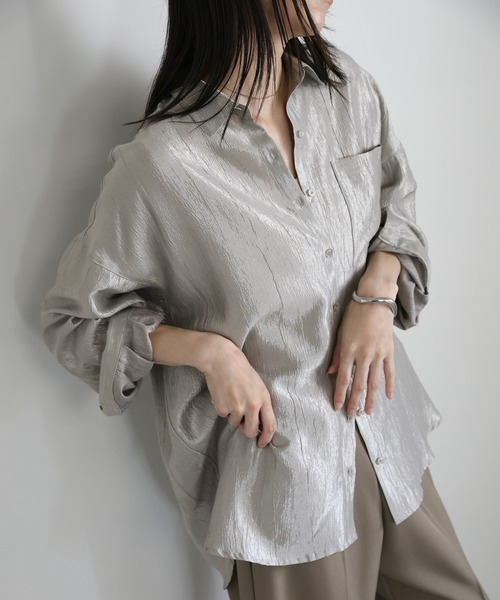 セール】サテンワッシャーオーバーサイズシャツ（シャツ/ブラウス