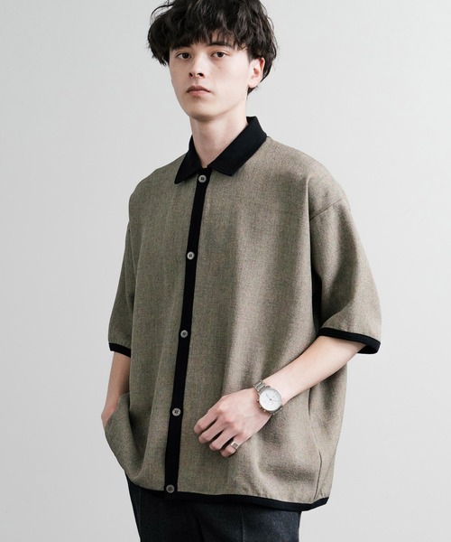 Audience(オーディエンス)の「Upscape Audience アップスケープオーディエンス 日本製 国産 Naturemier ナチュレミア リネンライクメランジツイル半袖ポロカーディガン AUD7321(ポロシャツ・メンズ・カーキブラウン/ブラウン/インディゴブルー/ブラック・M/L)」の10枚目の写真