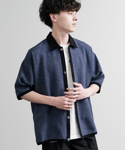 Audience(オーディエンス)の「Upscape Audience アップスケープオーディエンス 日本製 国産 Naturemier ナチュレミア リネンライクメランジツイル半袖ポロカーディガン AUD7321(ポロシャツ・メンズ・カーキブラウン/ブラウン/インディゴブルー/ブラック・M/L)」の14枚目の写真