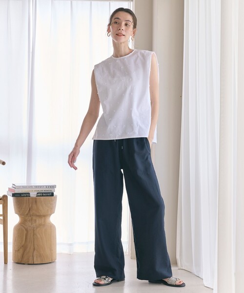 D*中様 送料込み　UNITED ARROWS ネイビー　ノースリーブブラウス ドット ジャガード ノースリーブ ブラウス（シャツ/ブラウス