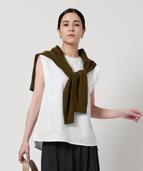BEAUTY&YOUTH UNITED ARROWS（ビューティーアンドユースユナイテッドアローズ）の「ドット ジャガード ノースリーブ ブラウス（シャツ/ブラウス・レディース・ブラック/ホワイト・FREE）」の3枚目の写真