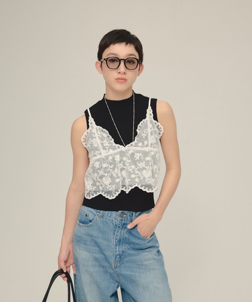 eL（エル）の「【eL】Lace Cami/572924（キャミソール・レディース・オフホワイト/ブラック・FREE）」の7枚目の写真