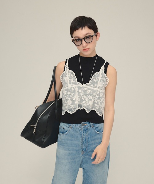 eL（エル）の「【eL】Lace Cami/572924（キャミソール・レディース・オフホワイト/ブラック・FREE）」の8枚目の写真