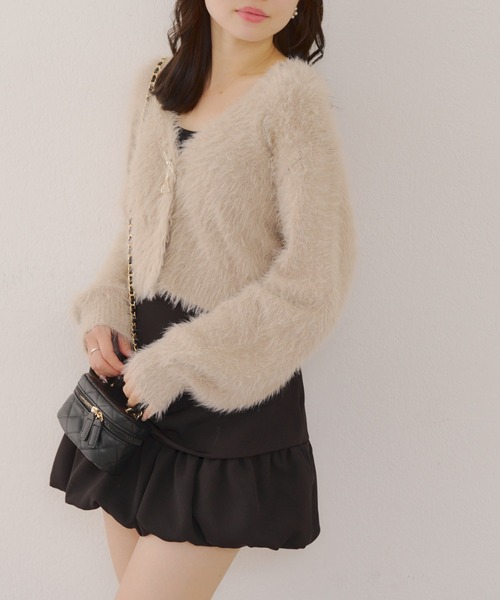 continuer de NICE CLAUP(コンティニューデナイスクラップ)の「シャギーショートカーディガン(カーディガン/ボレロ・レディース・ミント/ブラウン/ピンク/ブラック/アイボリー・FREE)」の14枚目の写真