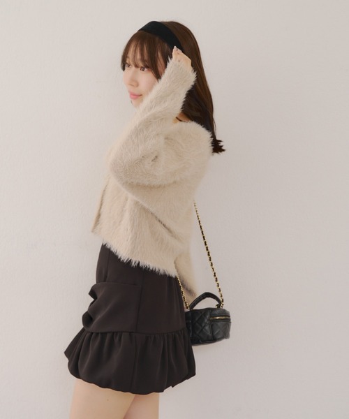continuer de NICE CLAUP(コンティニューデナイスクラップ)の「シャギーショートカーディガン(カーディガン/ボレロ・レディース・ミント/ブラウン/ピンク/ブラック/アイボリー・FREE)」の16枚目の写真