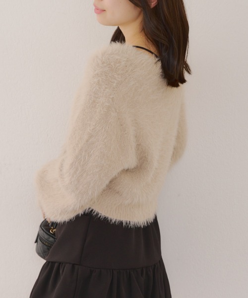 continuer de NICE CLAUP(コンティニューデナイスクラップ)の「シャギーショートカーディガン(カーディガン/ボレロ・レディース・ミント/ブラウン/ピンク/ブラック/アイボリー・FREE)」の15枚目の写真