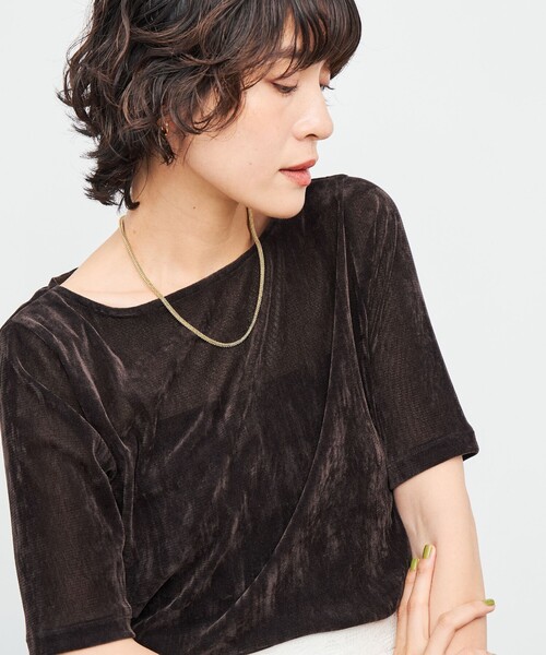 セール】フロッキーチュールボートネックプルオーバーカットソー（T