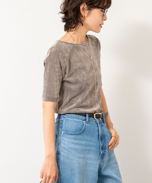 NOLLEY’S(ノーリーズ)の「フロッキーチュールボートネックプルオーバーカットソー(Tシャツ/カットソー・レディース・ブラウン/ブラック/グレー・38)」の14枚目の写真