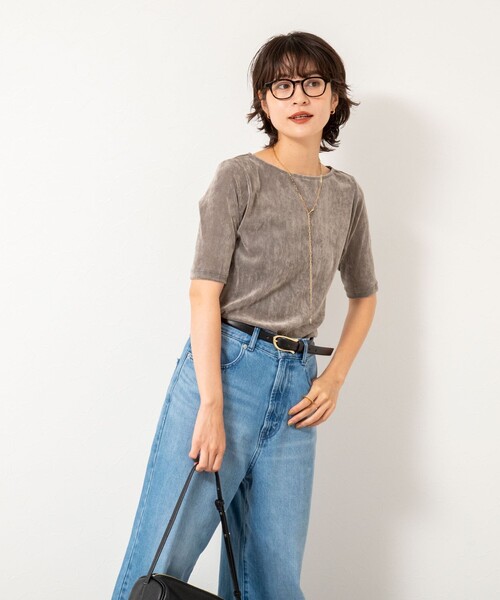 NOLLEY’S(ノーリーズ)の「フロッキーチュールボートネックプルオーバーカットソー(Tシャツ/カットソー・レディース・ブラウン/ブラック/グレー・38)」の20枚目の写真