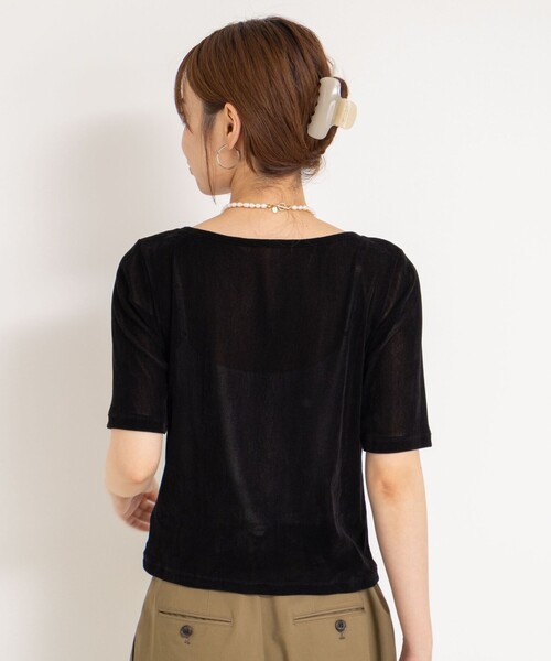 セール】フロッキーチュールボートネックプルオーバーカットソー（T