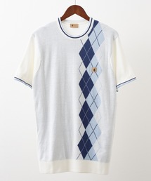 Gabicci（ガビッチ）の「Gabicci ガビッチ アーガイルチェックニットTシャツ（Tシャツ/カットソー）」