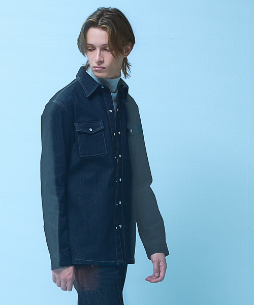 5351 POUR LES HOMMES（ゴーサンゴーイチプールオム）の「【セットアップ対応 / ストレッチ】ウエスタン デニムシャツ（シャツ/ブラウス・メンズ・インディゴブルー/ブラック・44/46/48/50）」の2枚目の写真