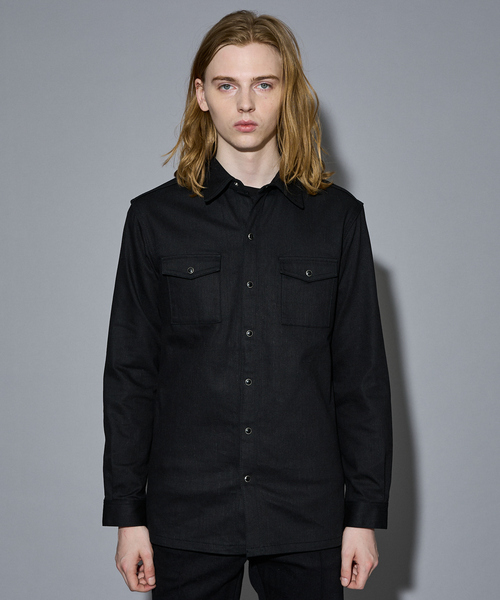 5351 POUR LES HOMMES（ゴーサンゴーイチプールオム）の「【セットアップ対応 / ストレッチ】ウエスタン デニムシャツ（シャツ/ブラウス・メンズ・インディゴブルー/ブラック・44/46/48/50）」の4枚目の写真