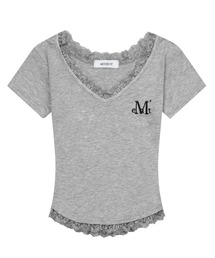crea(クレア)Vネックカットソー(サイズ38)(グレー) カットソー Vネックフレンチスリーブ半袖カットソー Tシャツ