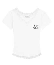 MUCENT（ムセント）の「【日本未発売/WEB限定】MUCENT(ムセント)/Vネック クロップド 半袖 Tシャツ/SUNNIOR LACE V-NECK HALF T（Tシャツ/カットソー）」
