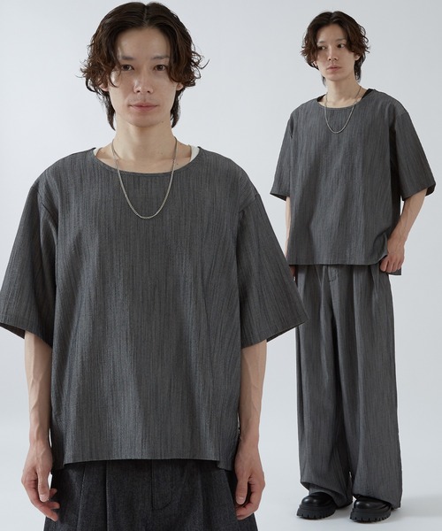 improves(インプローブス)の「リネンタッチ ルーズ Tシャツ(Tシャツ/カットソー・メンズ・ブラックミックス/ブルーグレー/ブラック・SMALL/MEDIUM/LARGE)」の3枚目の写真