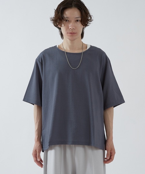 improves(インプローブス)の「リネンタッチ ルーズ Tシャツ(Tシャツ/カットソー・メンズ・ブラックミックス/ブルーグレー/ブラック・SMALL/MEDIUM/LARGE)」の15枚目の写真