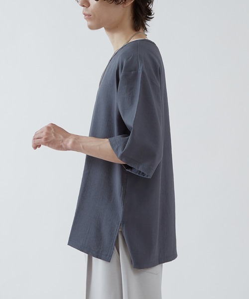 improves(インプローブス)の「リネンタッチ ルーズ Tシャツ(Tシャツ/カットソー・メンズ・ブラックミックス/ブルーグレー/ブラック・SMALL/MEDIUM/LARGE)」の16枚目の写真