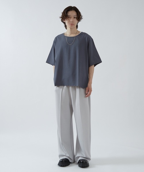 improves(インプローブス)の「リネンタッチ ルーズ Tシャツ(Tシャツ/カットソー・メンズ・ブラックミックス/ブルーグレー/ブラック・SMALL/MEDIUM/LARGE)」の18枚目の写真