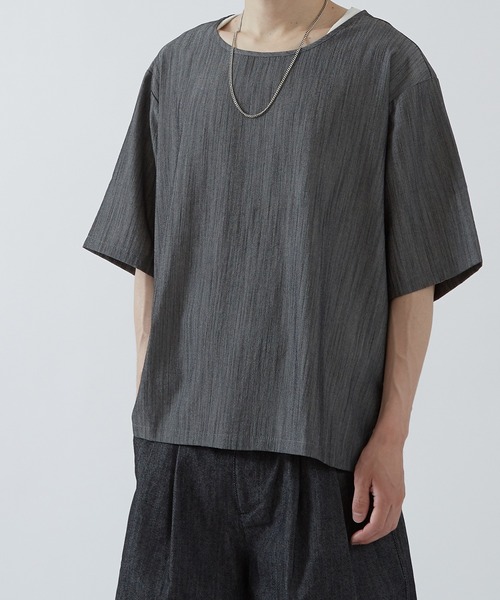 improves(インプローブス)の「リネンタッチ ルーズ Tシャツ(Tシャツ/カットソー・メンズ・ブラックミックス/ブルーグレー/ブラック・SMALL/MEDIUM/LARGE)」の11枚目の写真