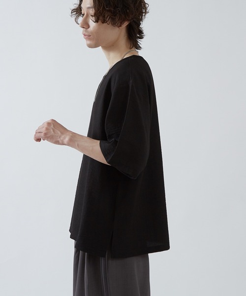 improves(インプローブス)の「リネンタッチ ルーズ Tシャツ(Tシャツ/カットソー・メンズ・ブラックミックス/ブルーグレー/ブラック・SMALL/MEDIUM/LARGE)」の4枚目の写真