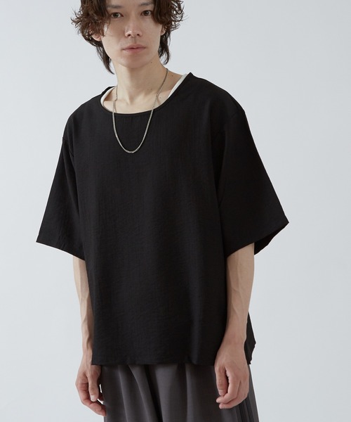 improves(インプローブス)の「リネンタッチ ルーズ Tシャツ(Tシャツ/カットソー・メンズ・ブラックミックス/ブルーグレー/ブラック・SMALL/MEDIUM/LARGE)」の6枚目の写真