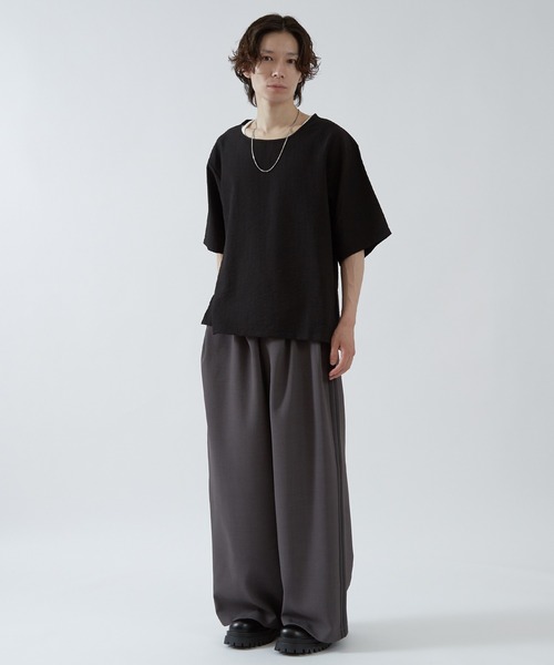 improves(インプローブス)の「リネンタッチ ルーズ Tシャツ(Tシャツ/カットソー・メンズ・ブラックミックス/ブルーグレー/ブラック・SMALL/MEDIUM/LARGE)」の8枚目の写真