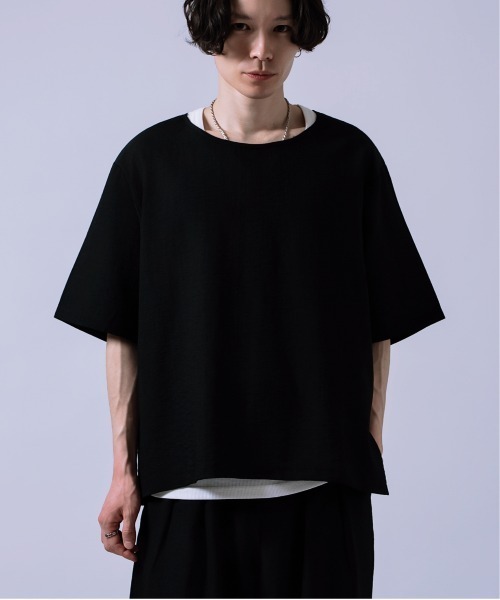 Crownor(クラウノアー)の「リネンタッチ ルーズ Tシャツ(Tシャツ/カットソー・メンズ・ブラックミックス/ブルーグレー/ブラック・SMALL/MEDIUM/LARGE)」の9枚目の写真