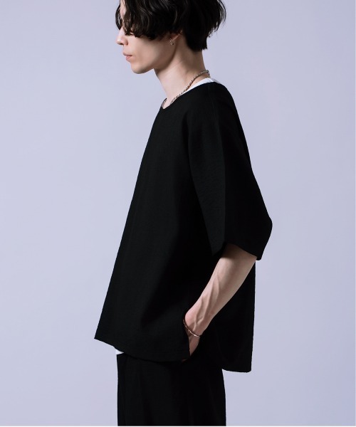 Crownor(クラウノアー)の「リネンタッチ ルーズ Tシャツ(Tシャツ/カットソー・メンズ・ブラックミックス/ブルーグレー/ブラック・SMALL/MEDIUM/LARGE)」の10枚目の写真