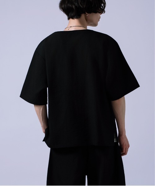 Crownor(クラウノアー)の「リネンタッチ ルーズ Tシャツ(Tシャツ/カットソー・メンズ・ブラックミックス/ブルーグレー/ブラック・SMALL/MEDIUM/LARGE)」の11枚目の写真
