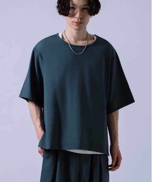 Crownor(クラウノアー)の「リネンタッチ ルーズ Tシャツ(Tシャツ/カットソー・メンズ・ブラックミックス/ブルーグレー/ブラック・SMALL/MEDIUM/LARGE)」の17枚目の写真