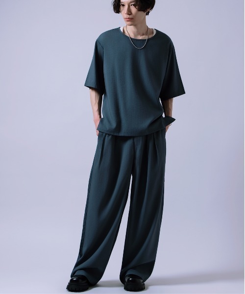 Crownor(クラウノアー)の「リネンタッチ ルーズ Tシャツ(Tシャツ/カットソー・メンズ・ブラックミックス/ブルーグレー/ブラック・SMALL/MEDIUM/LARGE)」の20枚目の写真