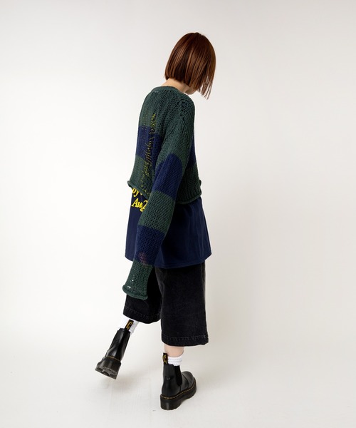 R4378 スタッズラインルーズカットレングスパンツ（デニムパンツ