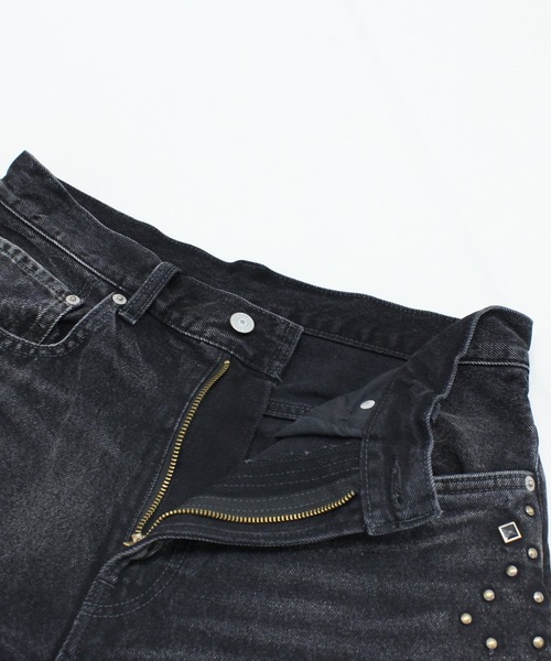 R4378 スタッズラインルーズカットレングスパンツ（デニムパンツ