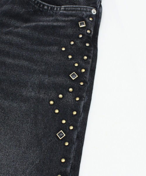 R4378 スタッズラインルーズカットレングスパンツ（デニムパンツ