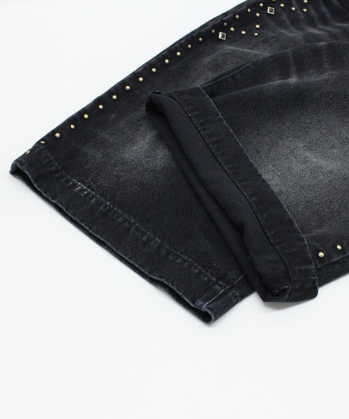 R4378 スタッズラインルーズカットレングスパンツ（デニムパンツ