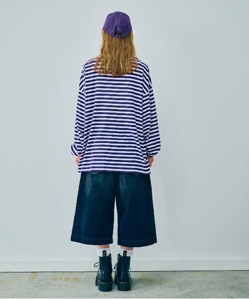 R4378 スタッズラインルーズカットレングスパンツ（デニムパンツ