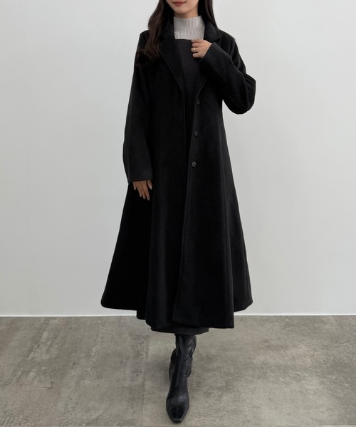 GIANFRANCO FERRE 起毛シングルチェスターコート 黒/TW441 ウエストシェイプシングルチェスターコート（チェスターコート