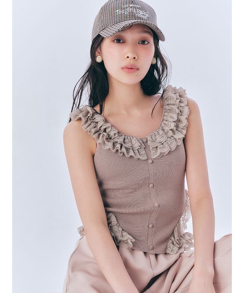 LILY BROWN（リリーブラウン）の「エンブロイダリーロゴキャップ（キャップ・レディース・ブラウン/ピンク/チェック・F）」の9枚目の写真