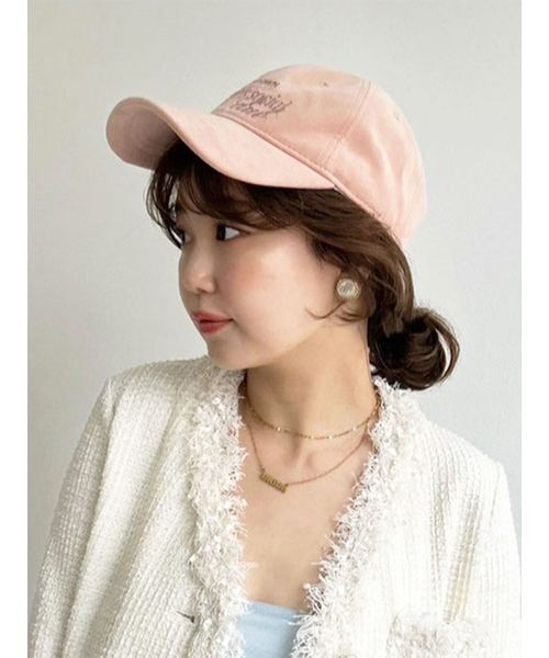 LILY BROWN（リリーブラウン）の「エンブロイダリーロゴキャップ（キャップ・レディース・ブラウン/ピンク/チェック・F）」の2枚目の写真