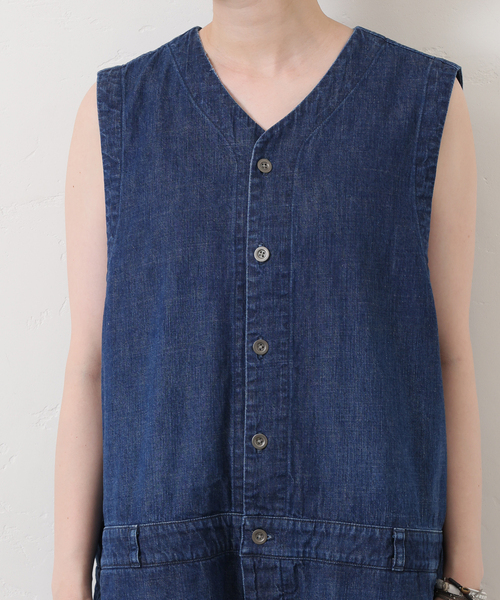 8OZデニム ノースリオールインワン