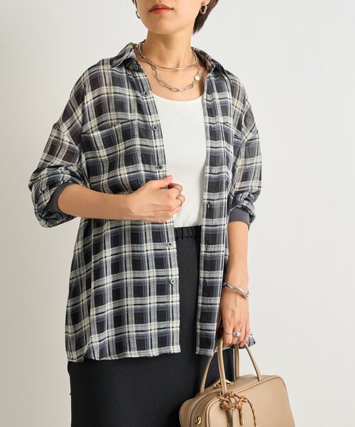 un dix cors（アンディコール）の「《こなれ感をプラス》袖リブシアーチェックシャツ（シャツ/ブラウス・レディース・ブラウン/レッド/ブラック・FREE）」の17枚目の写真