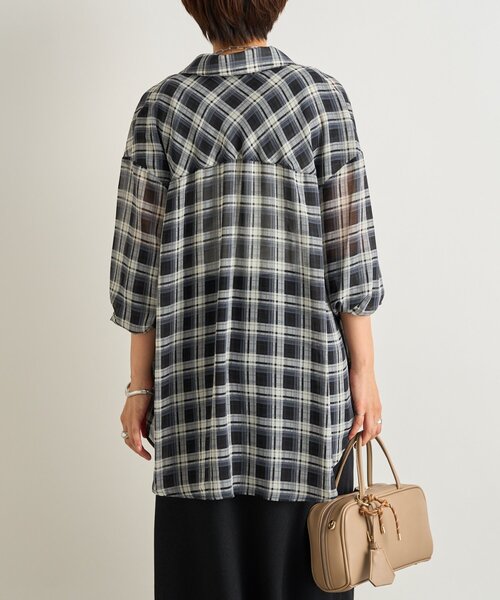 un dix cors（アンディコール）の「《こなれ感をプラス》袖リブシアーチェックシャツ（シャツ/ブラウス・レディース・ブラウン/レッド/ブラック・FREE）」の4枚目の写真